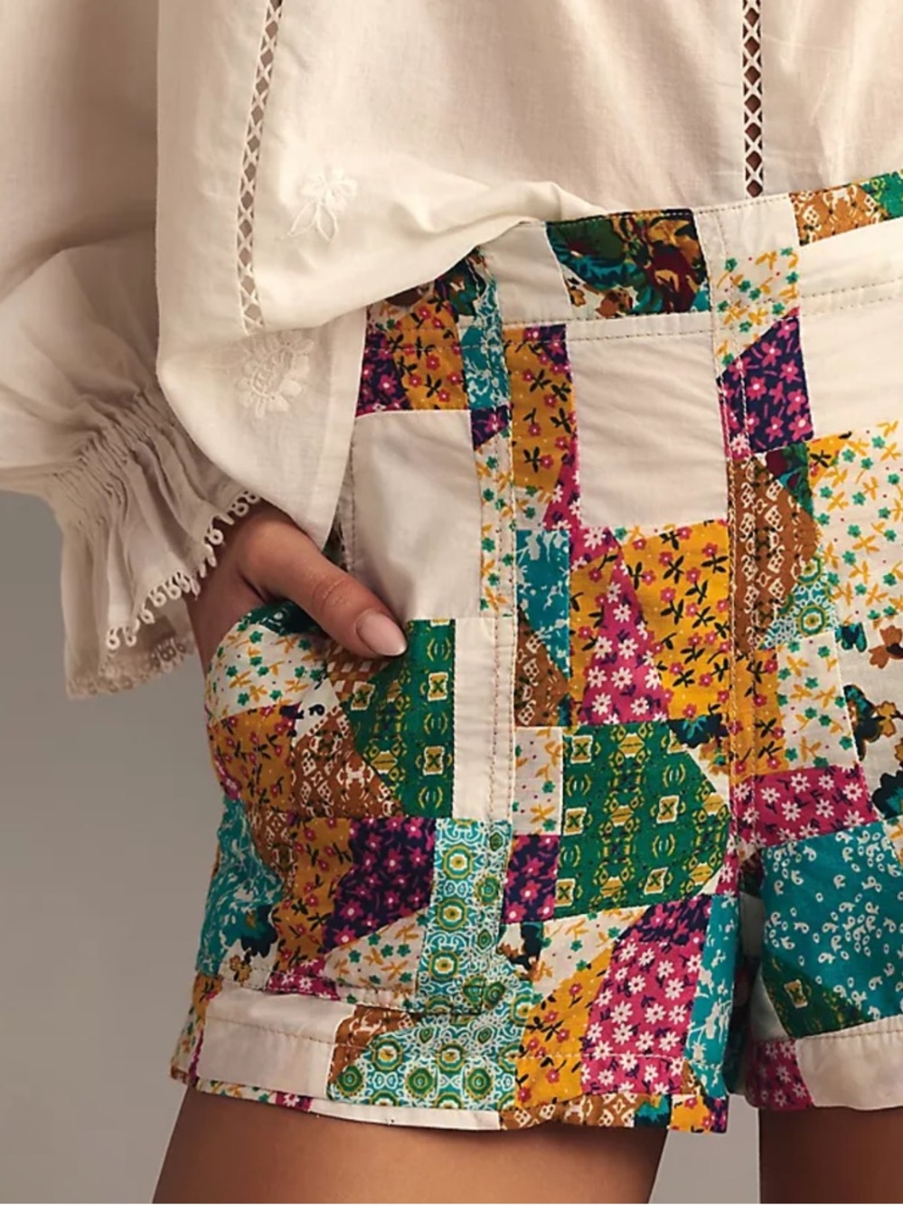 Pilcro Multicolor Patchwork high rise utility Sho… - image 3